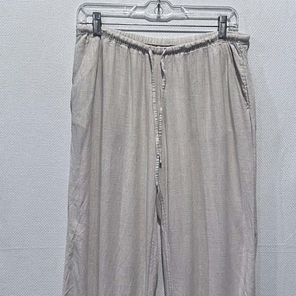 H&M DIVIDED Beige‎ Relaxed Casual Linen Blend Drawstring Pants Size Small - Picture 5 of 10